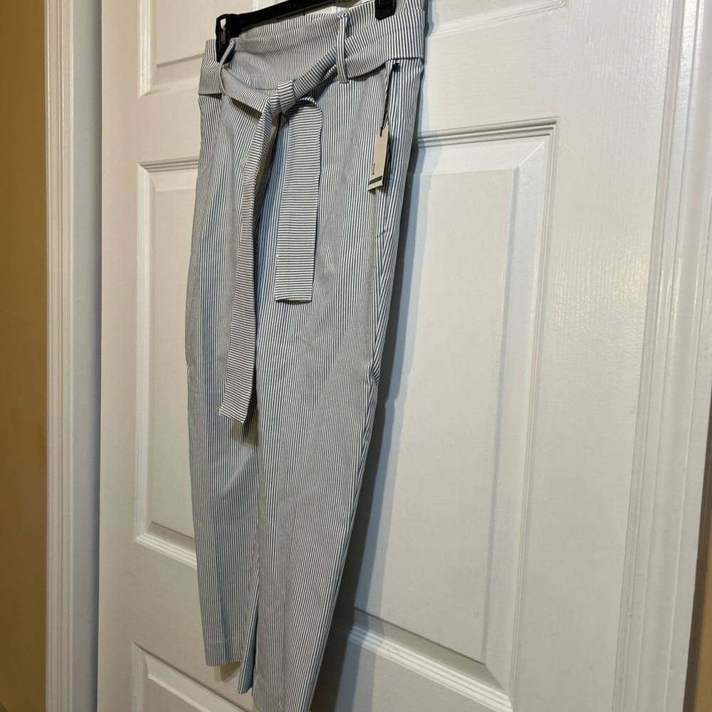 NWT Jules & Leopold Blue White Striped Belted Pull-On Capri Length Pants Size XS - Picture 3 of 10